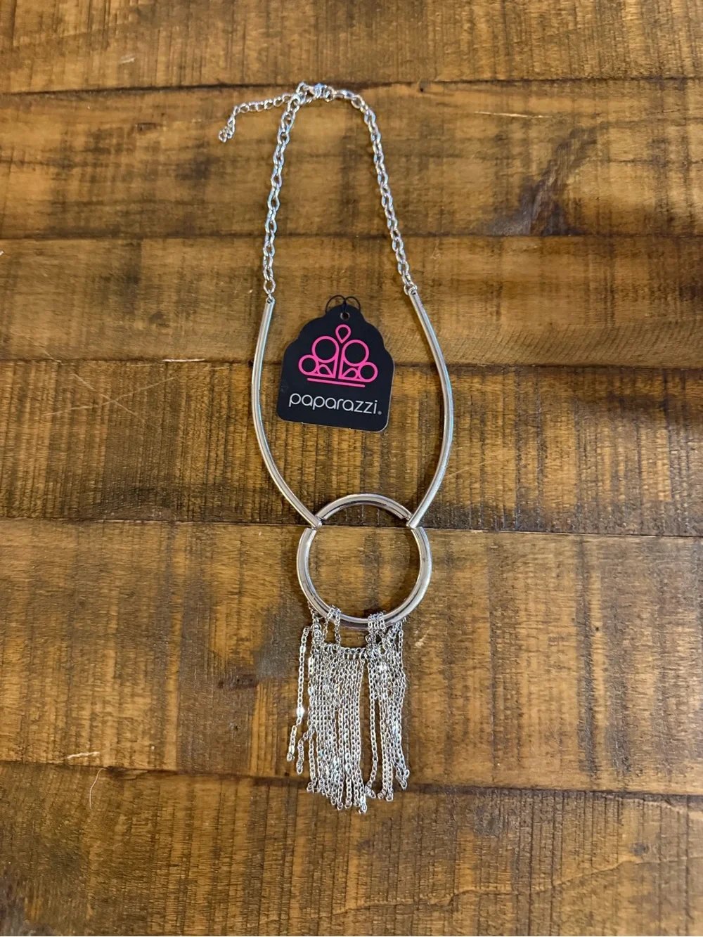 Paparazzi Silver Circle Fringe Statement Necklace